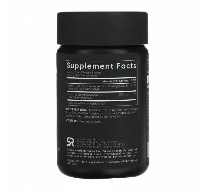 Vegan D3 5000iu + Vitamin K2 100mcg - 60 softgels