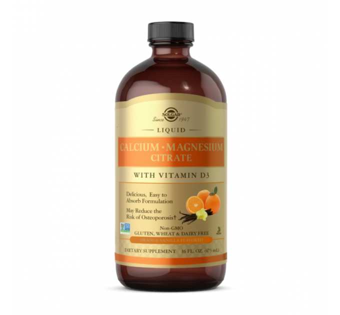 Liquid Calcium Magnesium Citrate with Vitamin D3 - 473ml Natural Orange-Vanilla