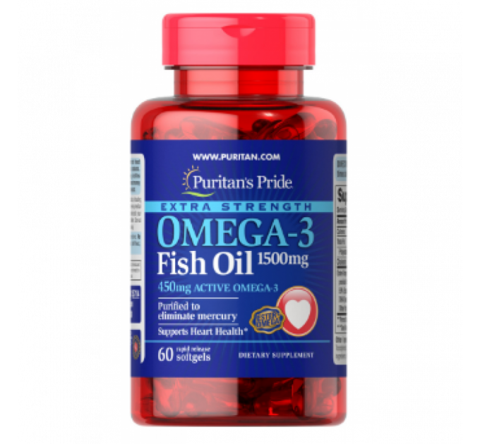 Omega-3 Fish Oil Extra Strength 1500 mg (450 mg Active Omega-3) 60 Softgels