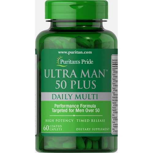 Ultra Man™ 50 Plus - 60 Caplets (Пошкоджена банка) Ultra Man™ 50 Plus - 60 Caplets (Пошкоджена банка)