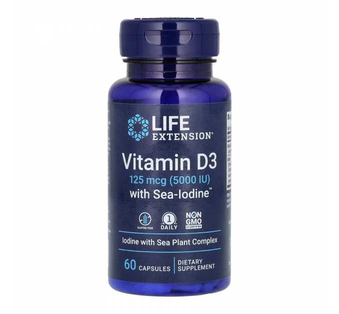 Vit D3 with Sea-Iodine™ 125 mcg (5000 IU) - 60 caps