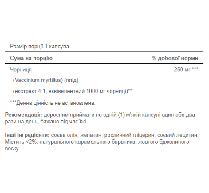 Bilberry 4:1 Extract 1000 mg - 90 softgels