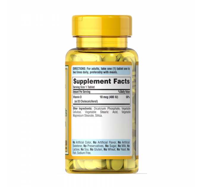 Vitamin D3 10 mcg (400 IU) - 100 tabs