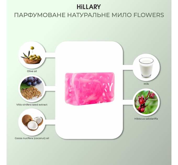 Парфумоване натуральне мило Hillary Flowers Parfumed Oil Soap, 130 г