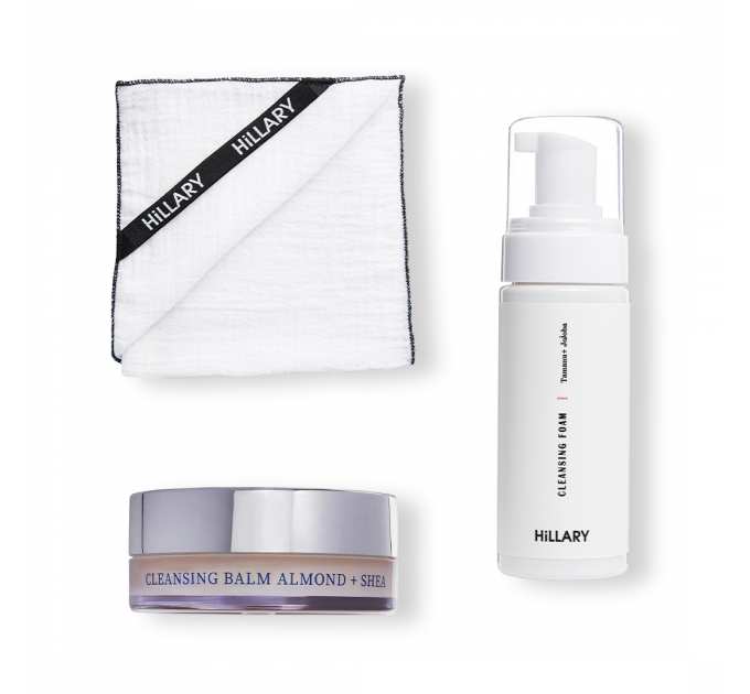 Набір для зняття макіяжу та очищення жирного типу шкіри Hillary Cleansing Balm Almond