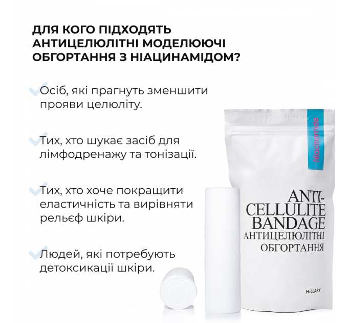 Антицелюлітні моделюючі обгортання для тіла з ніацинамідом Hillary Niacinamide Cold Slim