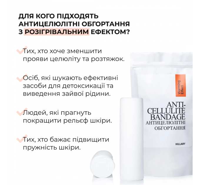 Набір антицелюлітних розігрівальних обгортань Hillary Heating Anti-Cellulite Wrap Set