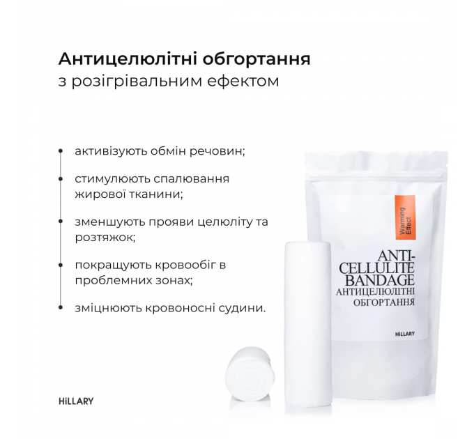 Курс розігріваючих антицелюлітних обгортань для тіла Hillary Anti-Cellulite Pro (6 уп,)