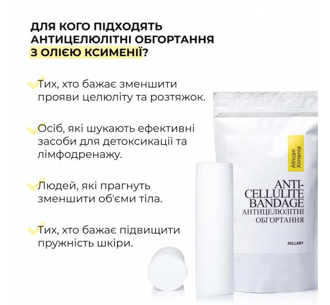 Набір антицелюлітних розігрівальних обгортань Hillary Heating Anti-Cellulite Wrap Set