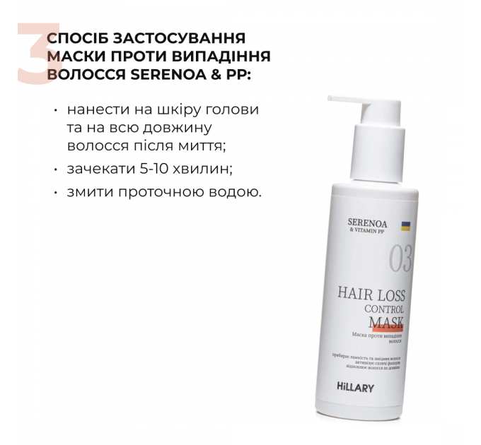 Маска проти випадіння волосся Hillary Serenoa &amp; РР Hair Loss Control Mask, 200 мл