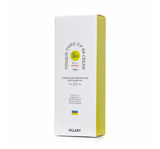 ПРОБНИК Сонцезахисний BB-крем для обличчя SPF30+ Ivory HiLLARY VitaSun Tone-Up BB-Cream All Day Protect SPF30+, 2 г