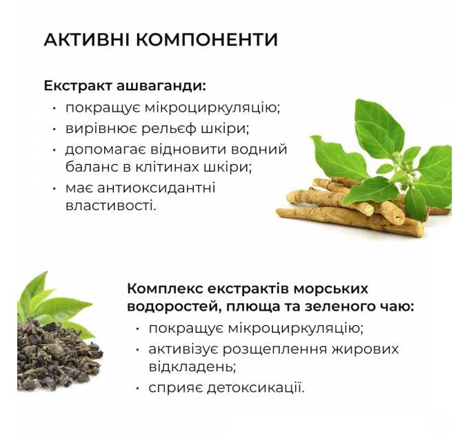 Антицелюлітні моделюючі обгортання для тіла з екстрактом ашваганди Hillary Ashwagandha Hot Slim