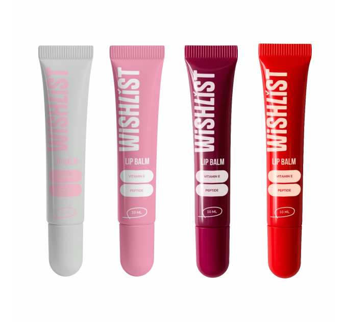Набір 4 бальзамів-блисків для губ Crystal Sorbet & Sweet Candy & Velvet Coral & Ruby Nectar WiSHLiST Lip Gloss Balms