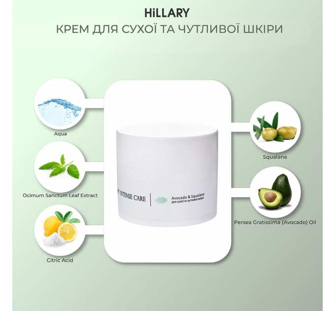 TRAVEL Крем для сухої та чутливої шкіри Hillary Corneotherapy Intense Сare Avocado &amp; Squalane, 5 г