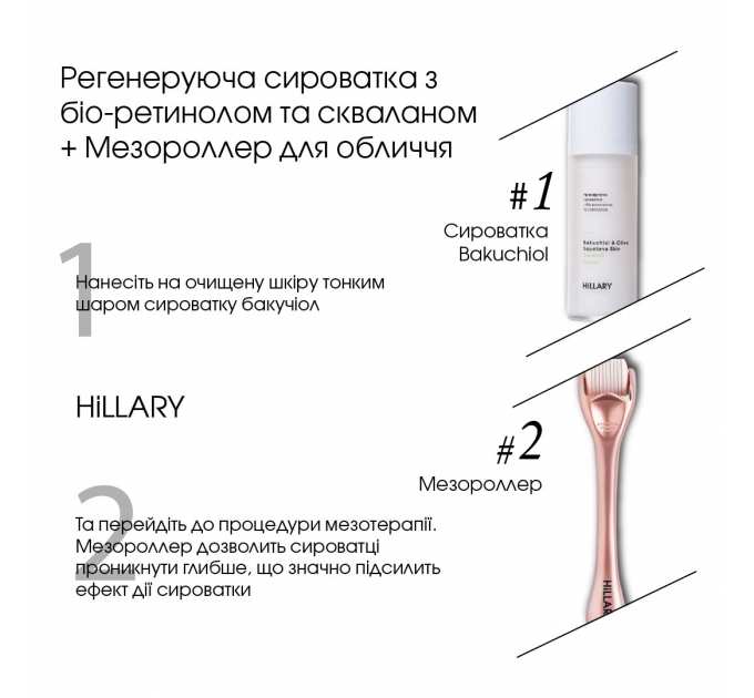 Регенеруюча сироватка з біо-ретинолом та скваланом + Мезороллер для обличчя