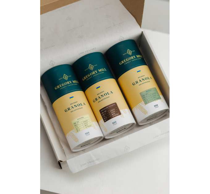 Подарунковий набір граноли Chocolate Coconut, Banana & Almond Gregory Mill