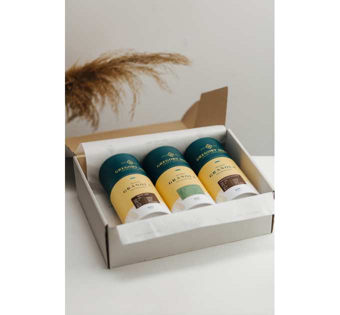 Подарунковий набір граноли Nuts Trio, Pistachio&Mint & Chocolate Coconut