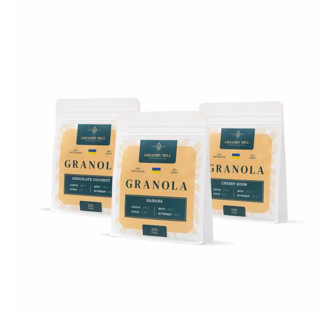 Смачний набір Gregory Set Chocolate, Banana & Cherry, 750 г