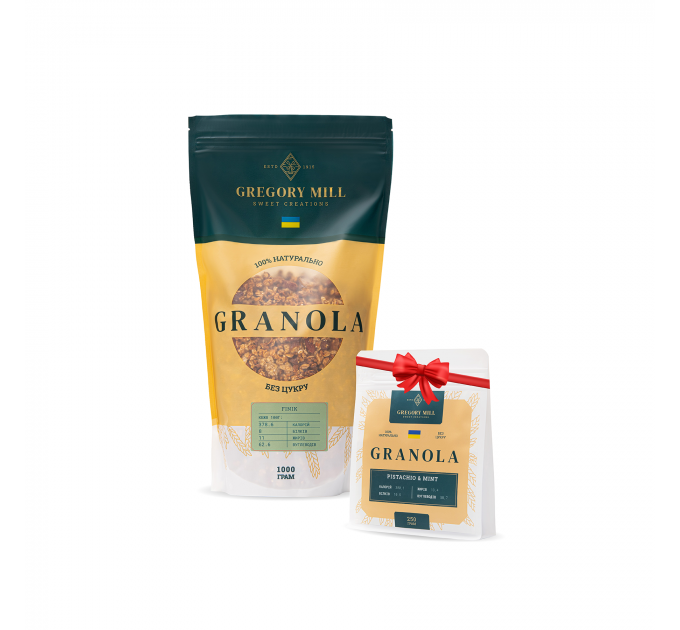 Набір граноли Mini Finik, 1 кг & Pistachio & Mint, 250 г у подарунок Gregory Mill