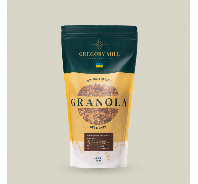 Гранола Шоколад та Кокос Gregory Mill Chocolate Coconut, 1000 г + 3D-іграшка в подарунок