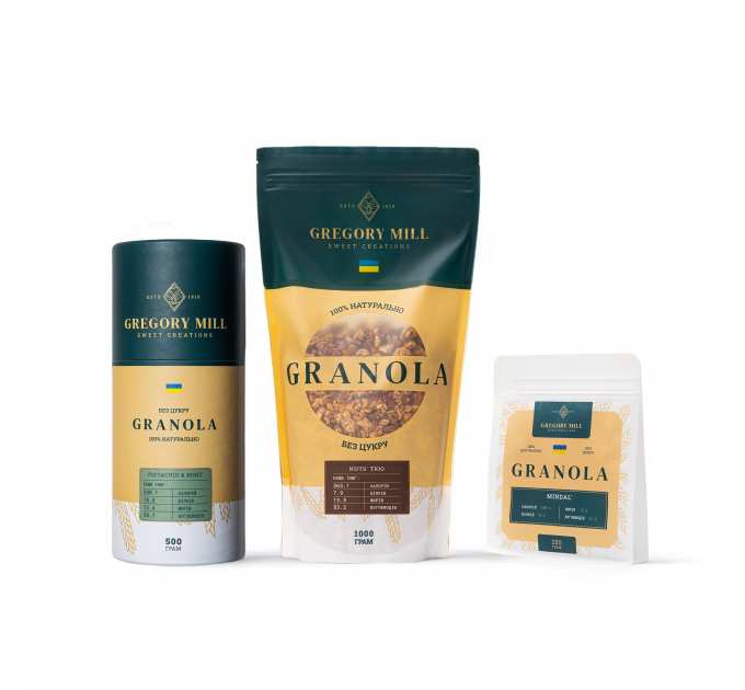 Набір граноли Multi Nuts’ Trio, Pistachio & Mint & Almond, 1750 г Gregory Mill