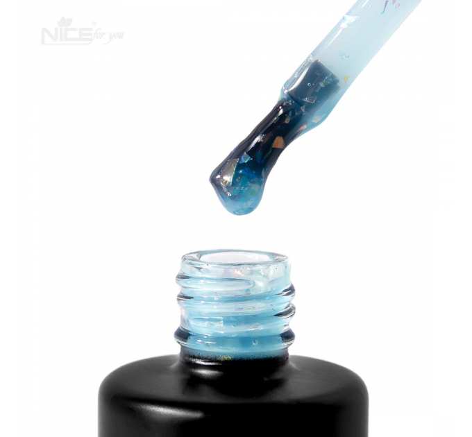 Цветная база Nice for you Spring Base №08 Light blue potal Голубая с поталью 12 г