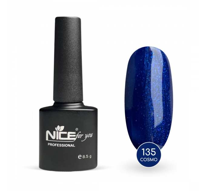 Гель-лак Nice for you Cosmo Basic №135 Сапфировый с голубой блесткой 8.5 г