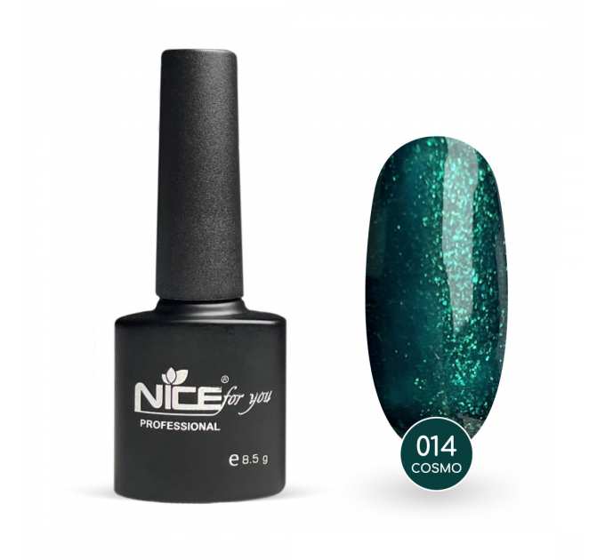 Гель-лак Nice for you Cosmo Basic №014 Изумрудный с блесткой 8.5 г