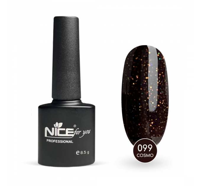 Гель-лак Nice for you Cosmo Basic №099 Коричнево-фиолетовый с блесткой 8.5 г