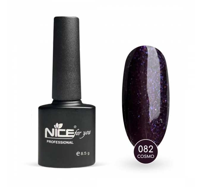 Гель-лак Nice for you Cosmo Basic №082 Ежевичный с голубой блесткой 8.5 г