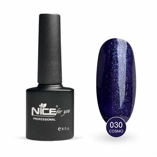 Гель-лак Nice for you Cosmo  Basic №030 Фиолетово-синий с голубой блесткой 8.5 г