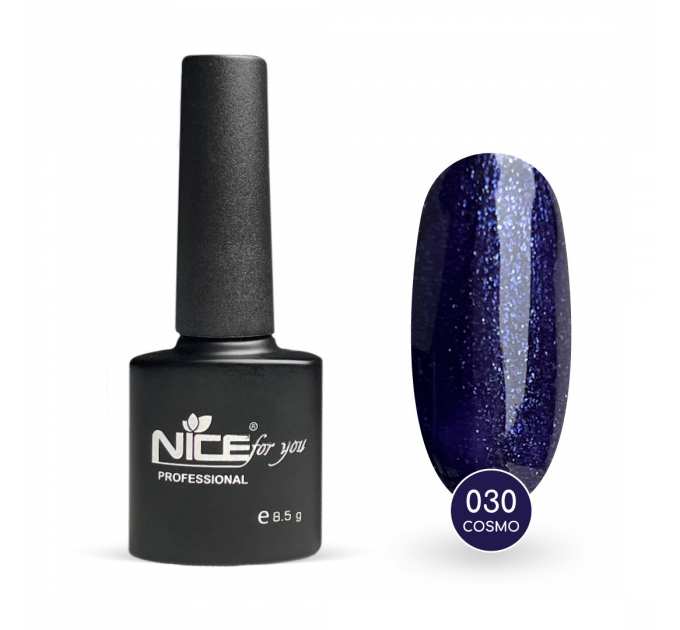 Гель-лак Nice for you Cosmo  Basic №030 Фиолетово-синий с голубой блесткой 8.5 г