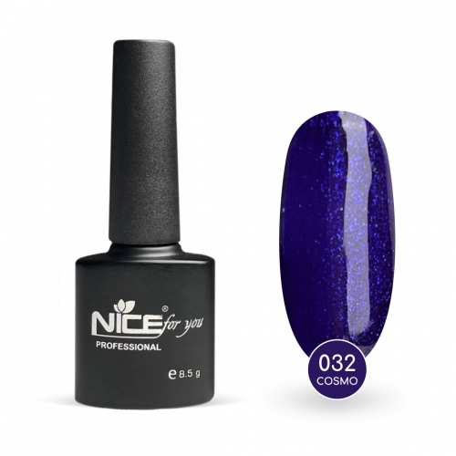 Гель-лак Nice for you Cosmo Basic №032 Электрик с голубой блесткой 8.5 г