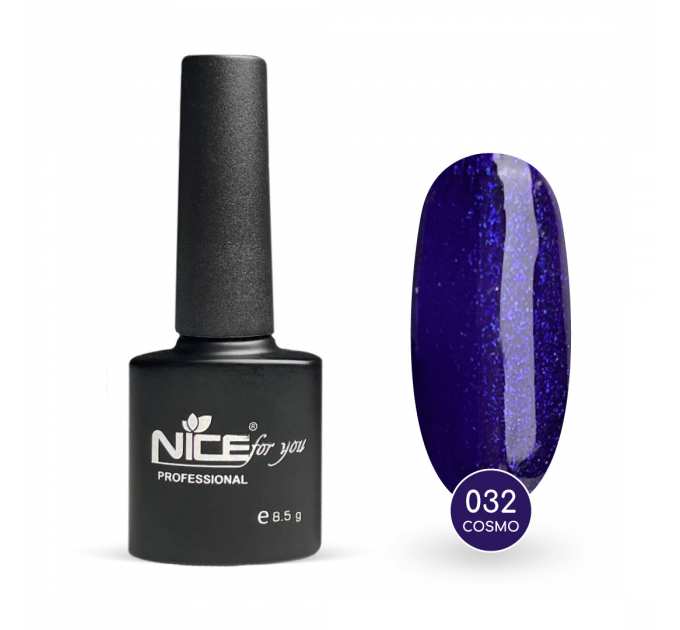 Гель-лак Nice for you Cosmo Basic №032 Электрик с голубой блесткой 8.5 г