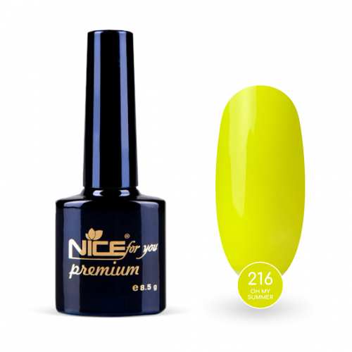 Гель-лак Nice for you Oh my summer Premium №216 Кислотно-желтый 8.5 г