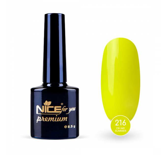 Гель-лак Nice for you Oh my summer Premium №216 Кислотно-желтый 8.5 г