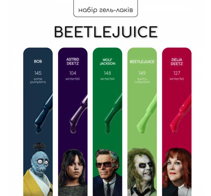 Набор гель-лаков Nice for you 4+1 Beetlejuice