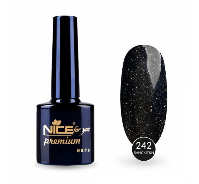 Гель-лак Nice for you Sparkles №242 Черный с блестками 8.5 г