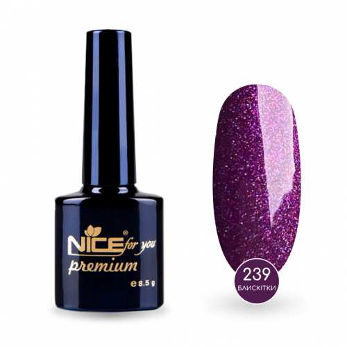 Гель-лак Nice for you Sparkles №239 Сливовой с голографическими блестками 8.5 г