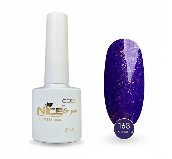 Гель-лак Nice for you Sparkles №C-163 Индиго с блестками и глитером 8.5 г