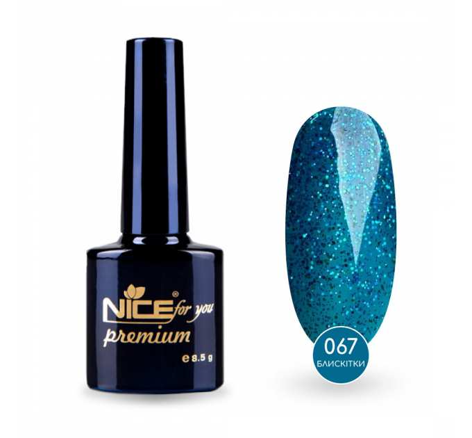 Гель-лак Nice for you Sparkles №067 Морская волна с блестками 8.5 г