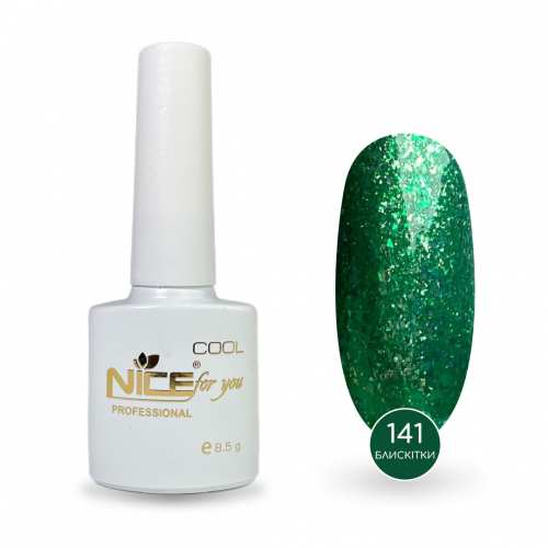 Гель-лак Nice for you Sparkles №C-141 Зеленый с поталью 8.5 г
