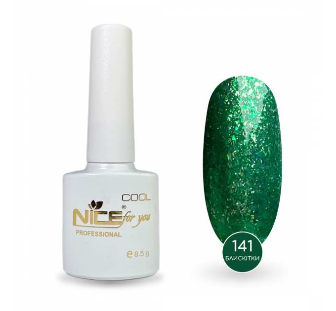 Гель-лак Nice for you Sparkles №C-141 Зеленый с поталью 8.5 г