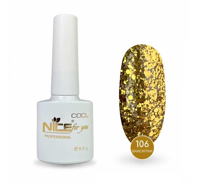 Гель-лак Nice for you Sparkles №С-106 Прозрачный с конфетти 8.5 г
