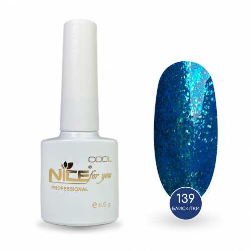 Гель-лак Nice for you Sparkles №C-139 Темно-бирюзовый с поталью 8.5 г
