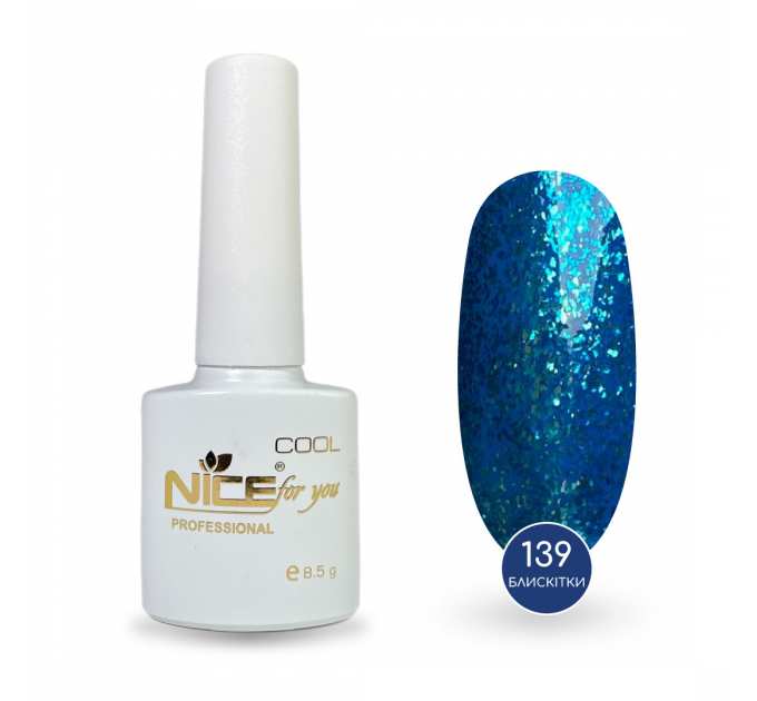 Гель-лак Nice for you Sparkles №C-139 Темно-бирюзовый с поталью 8.5 г