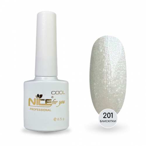 Гель-лак Nice for you Sparkles №C-201 Жемчужно-белый с голографическим шимером 8.5 г