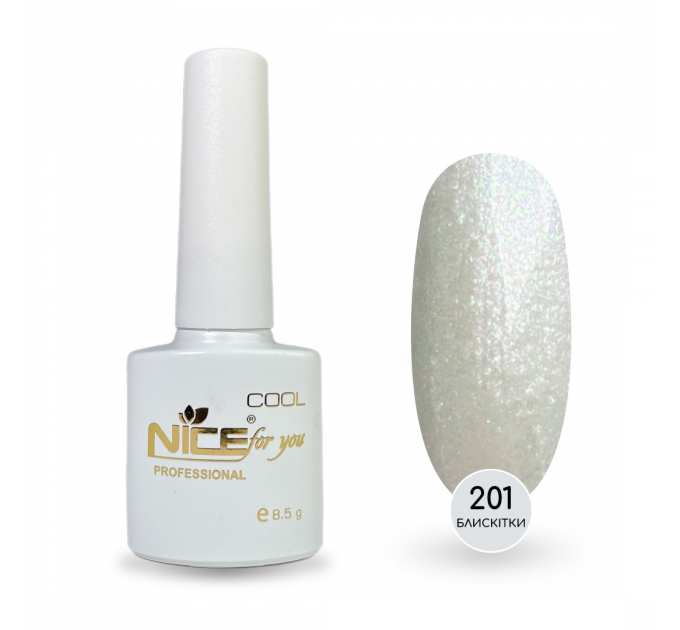 Гель-лак Nice for you Sparkles №C-201 Жемчужно-белый с голографическим шимером 8.5 г