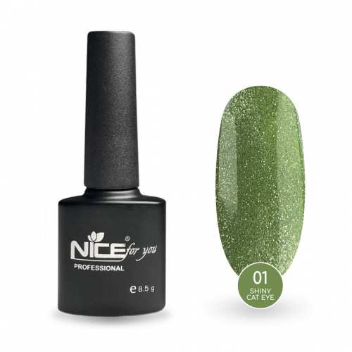 Светоотражающий гель-лак Nice for you Shiny Cat Eye №01 с эффектом кошачьего глаза Фисташковый 8.5 г