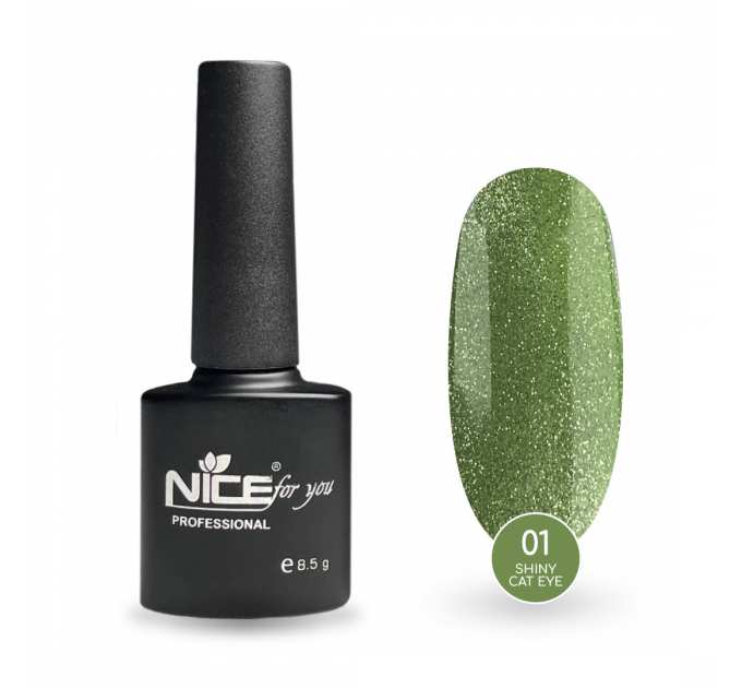Светоотражающий гель-лак Nice for you Shiny Cat Eye №01 с эффектом кошачьего глаза Фисташковый 8.5 г